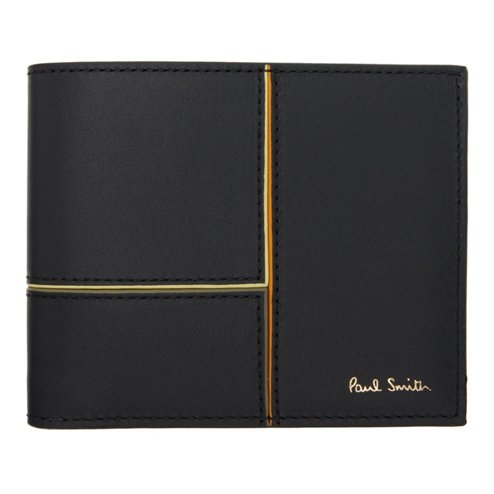 PAUL SMITH Black Paneled Leather Billfold Wallet